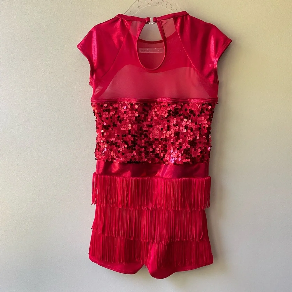 Weissman Red Ultra Sparkle Sequins Biketard